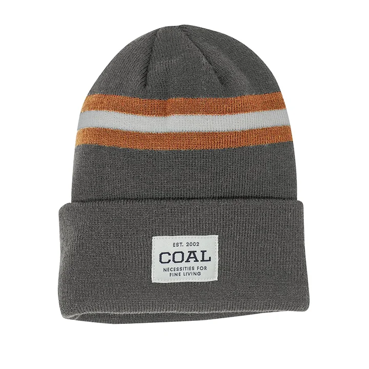 Graphic dad cap for quirky personality shine -Coal Uniform Stripe Beanie - Charcoal/Orange