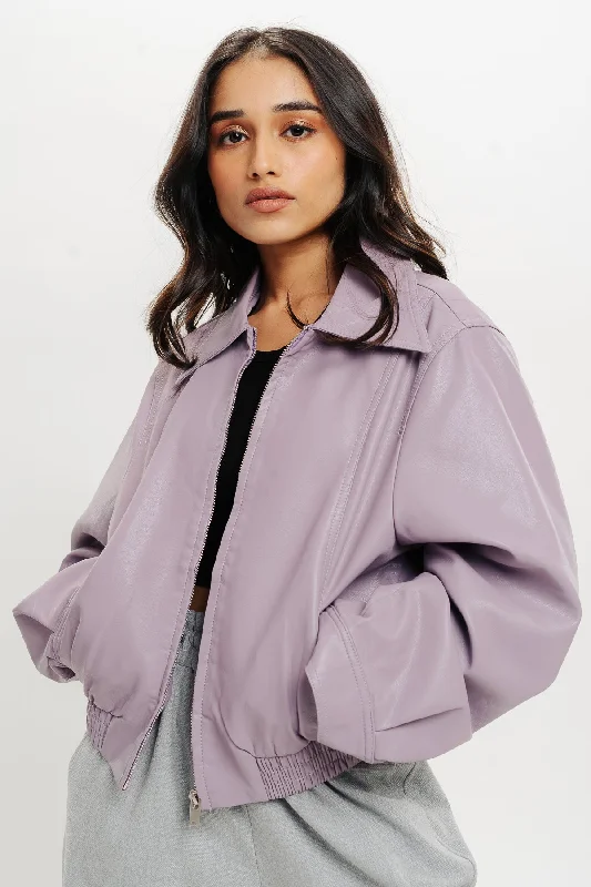 Raincoat Jackets for Rainy Weather -Lavender Leather Jacket