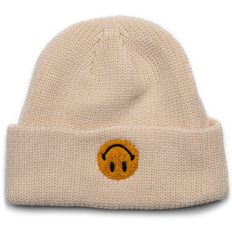 Classic black cap for versatile outfit pairing -Market Smiley Upside Down Beanie - Ecru