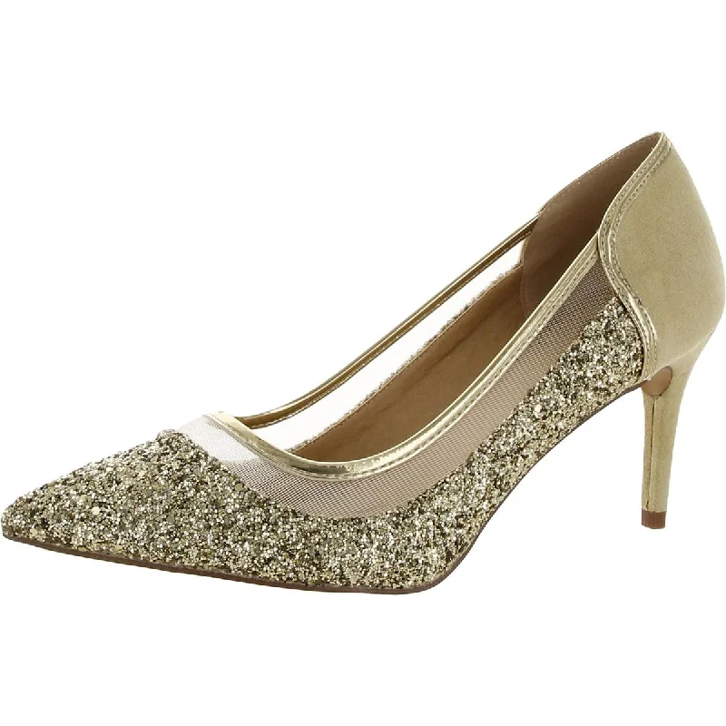 Ladies shoes with bow details feel feminine -Journee Collection Womens Glitter Pointed Toe Pumps