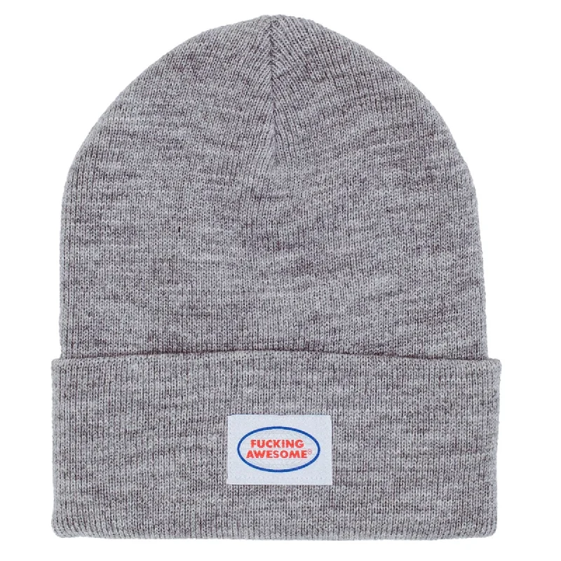 Stylish snapback cap for urban street style -Fucking Awesome - Mechanic Cuff Beanie Heather Grey