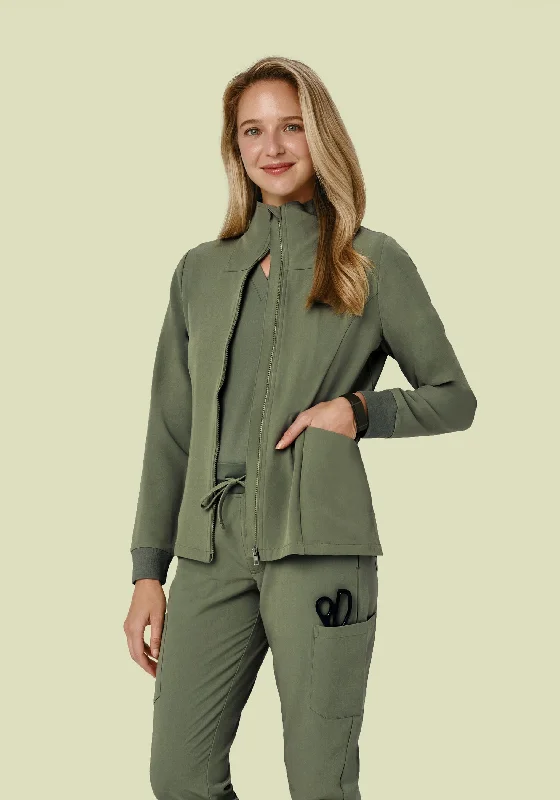 Floral Jackets for Feminine -Women's Modern Scrub Jacket Sage