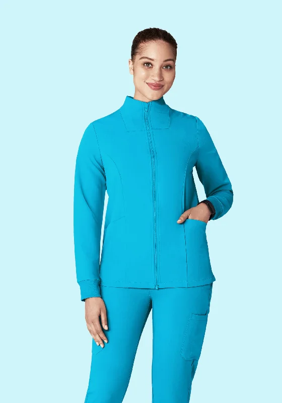 Black Jackets for Versatile -Women's Modern Scrub Jacket Pacific Blue