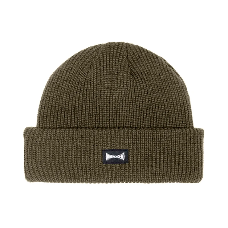 Retro striped cap for vintage sporty vibes -Independent - Span Label Pocket Beanie Gravel