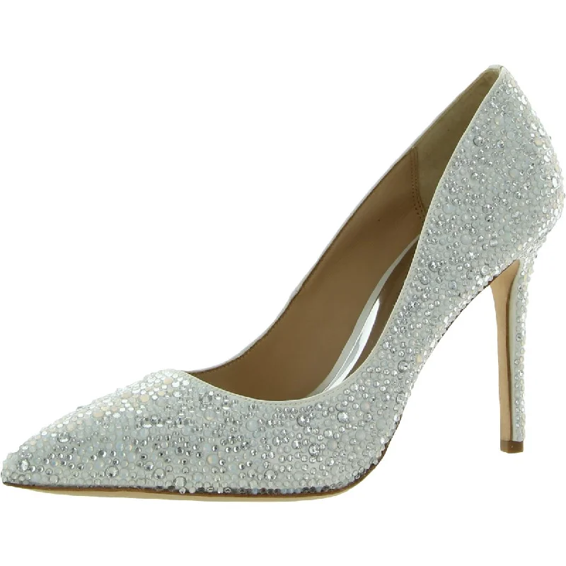 Ladies shoes with durable leather age well -Badgley Mischka Womens Bethany  Rhinestone Pointed Toe Pumps