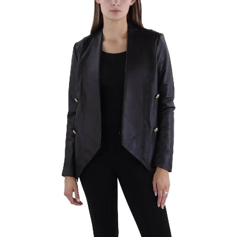 Trench Jackets for Classic Look -Tahari Womens Leather Asymmetric Leather Jacket