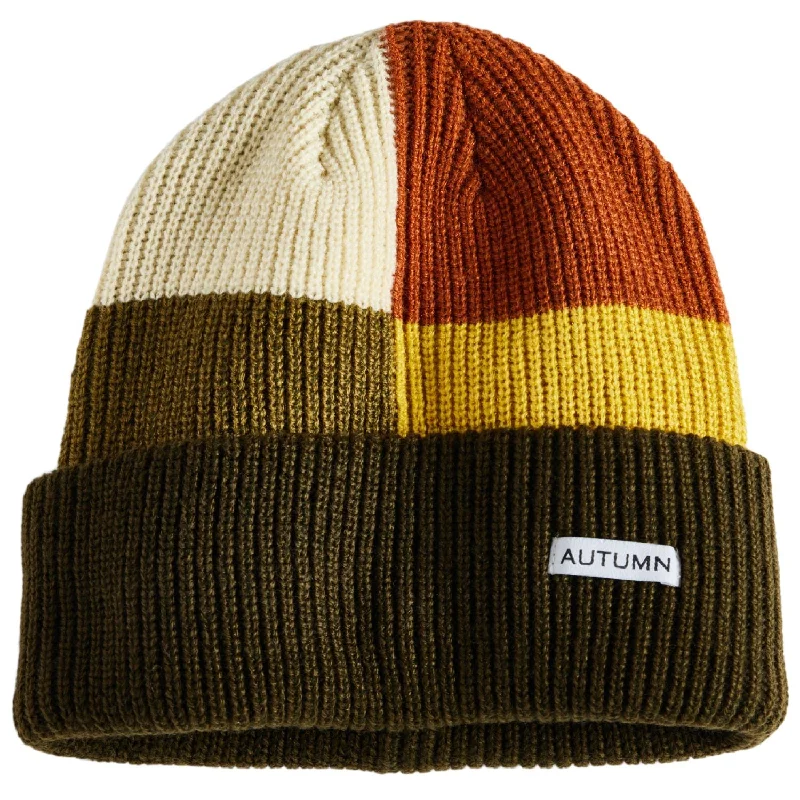 Vintage cap with distressed logo detail -Autumn Patchwork Beanie 2025