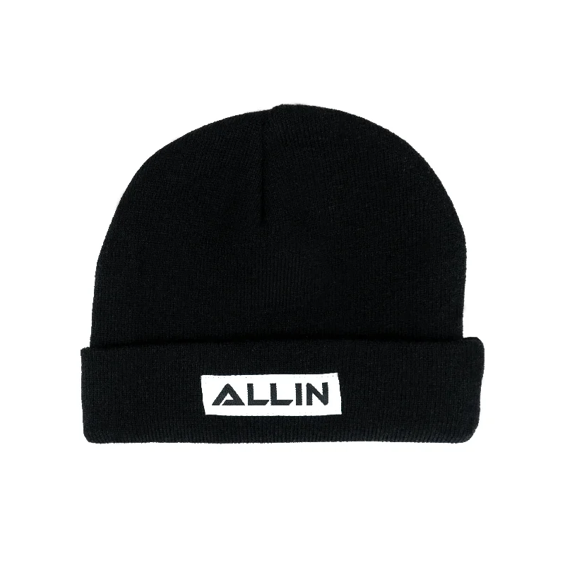 Canvas baseball cap for long-lasting wear -Box Logo Beanie Black