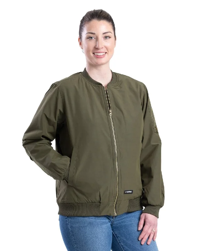 Casual Friday Jackets for Relaxed -Women's Green Aviator Bomber Jacket