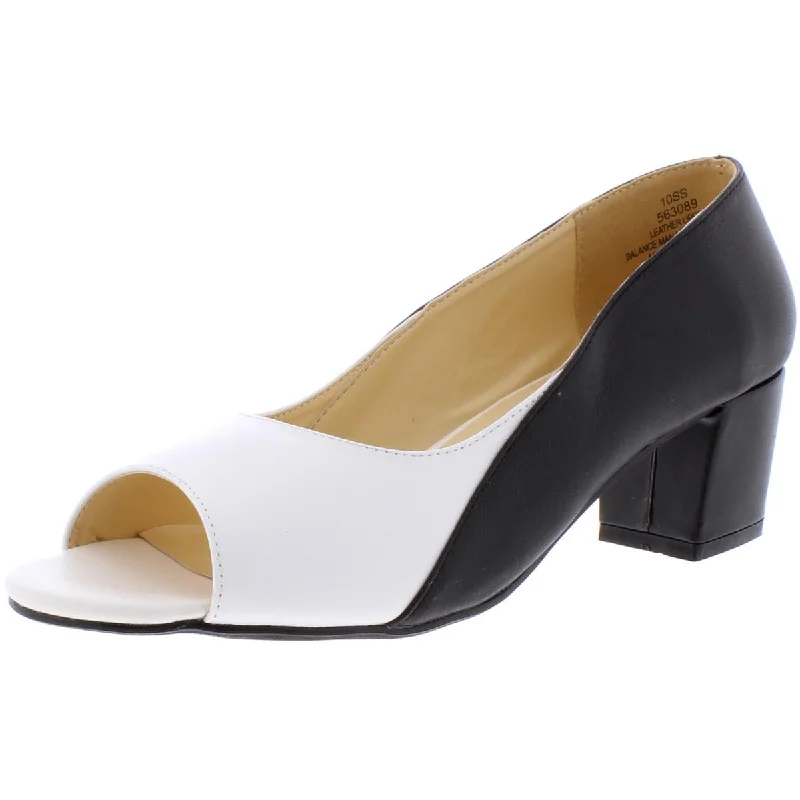 Ladies shoes featuring patent leather gleam nicely -Beacon Womens Lena Leather Colorblock Pumps