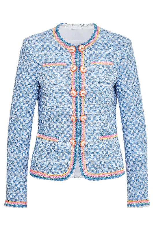 Printed Jackets with Patterns -Tweed Buttoned Jacket