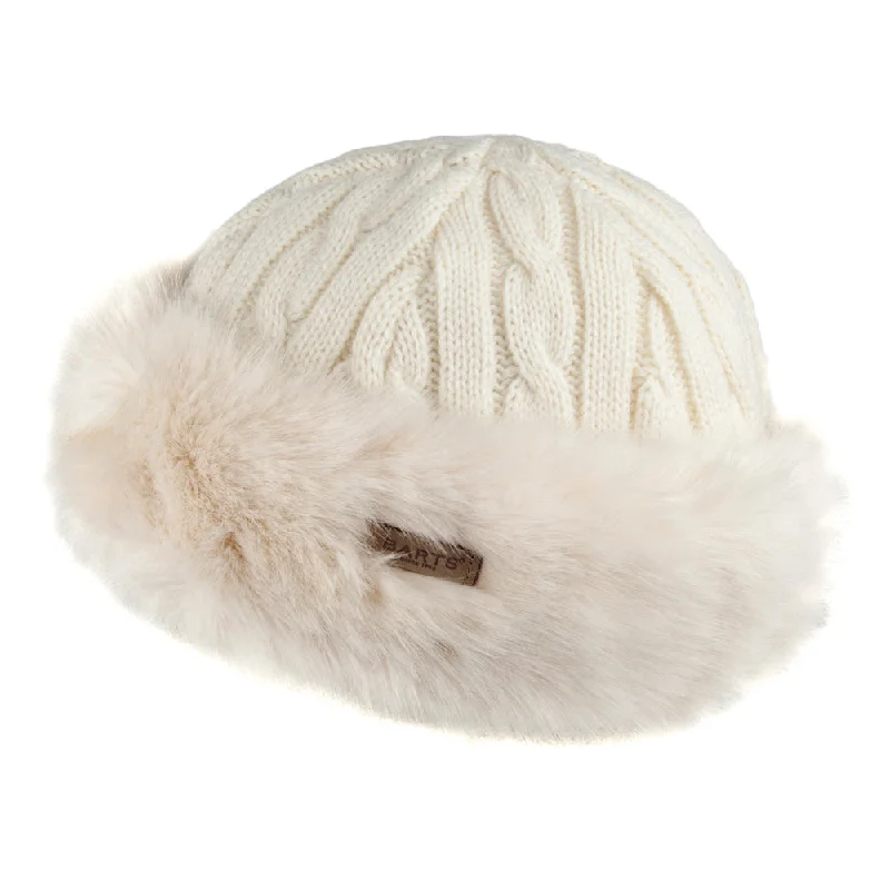 Designer dad cap for upscale casual flair -Barts Hats Faux Fur Cable Knit Beanie Hat - Winter White