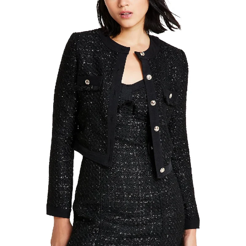 Abstract Jackets for Creative -Guess Womens Clarissa Tweed Jacket Tweed Short Trucker Jacket