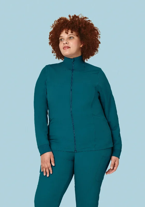 Green Jackets for Nature -Women's Modern Scrub Jacket Caribbean Blue