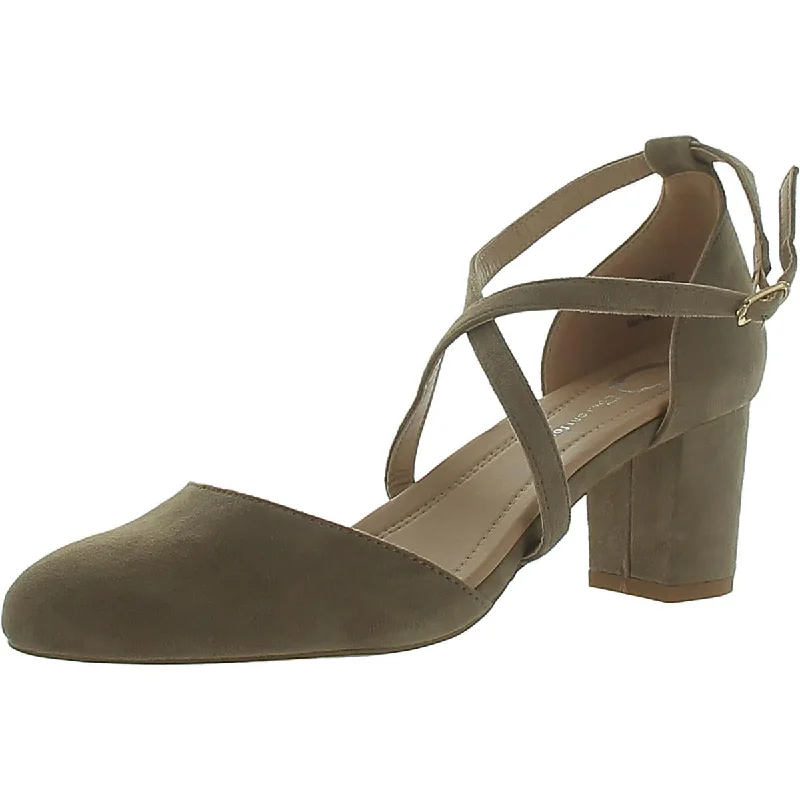 Ladies shoes with sleek lines look modern -Journee Collection Womens Faux Suede Adjustable Pumps