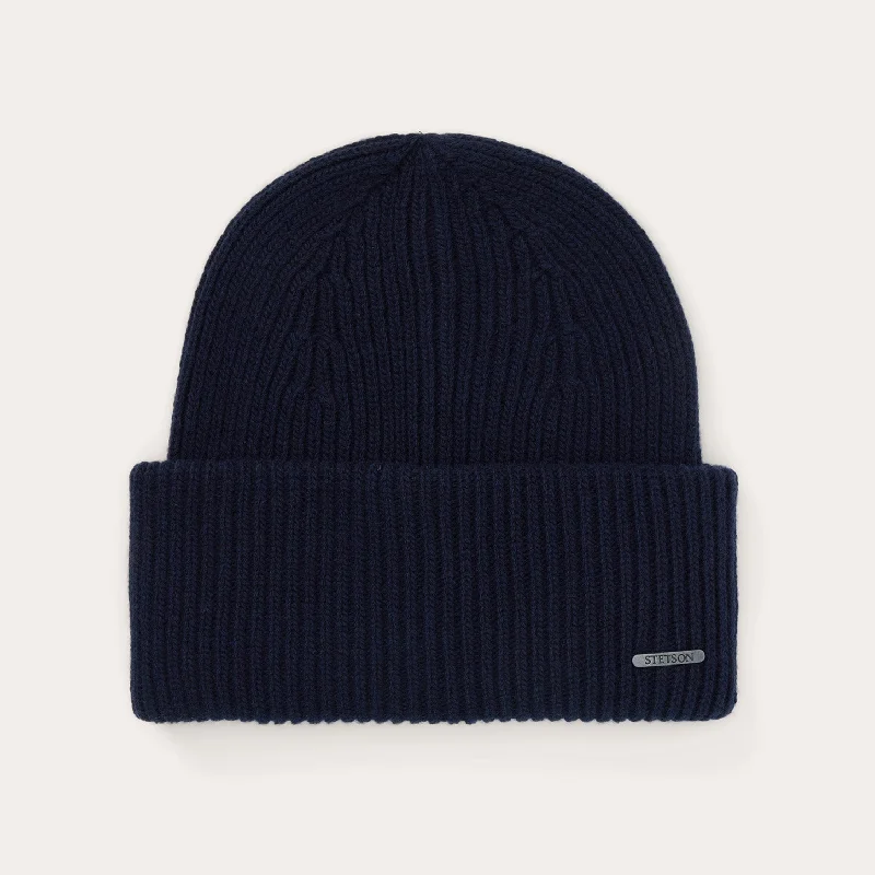 Classic cap with subtle tonal embroidery -Merino Wool Beanie