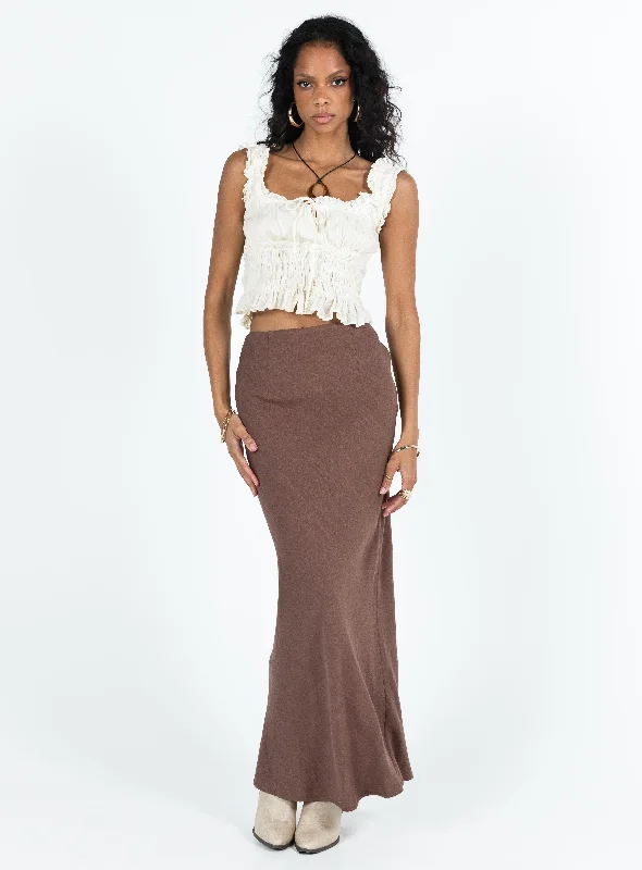 Velvet Mini Dresses for Rich Texture -Jodie Maxi Skirt Brown