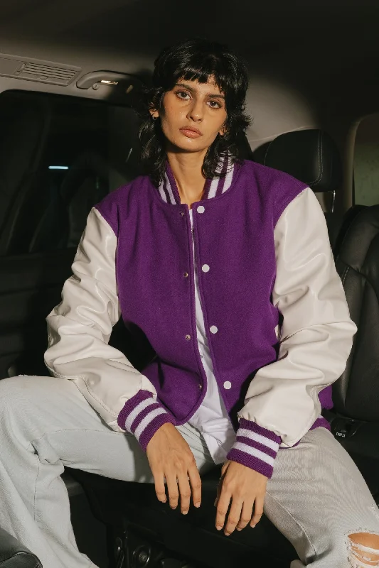 Lightweight Jackets for Easy Carry -Mardi Gras Varsity Jacket