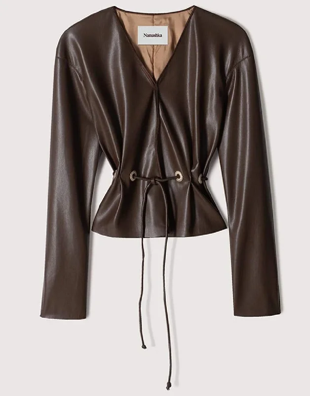 Weekend Jackets for Leisure -Dark Brown Vegan Leather Faroe Jacket