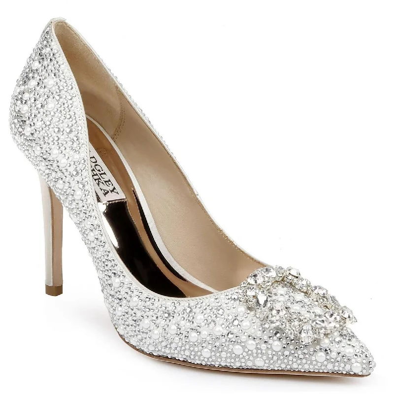 Ladies shoes with non-slip soles stay steady -Badgley Mischka Womens Cher II Embellished Pumps