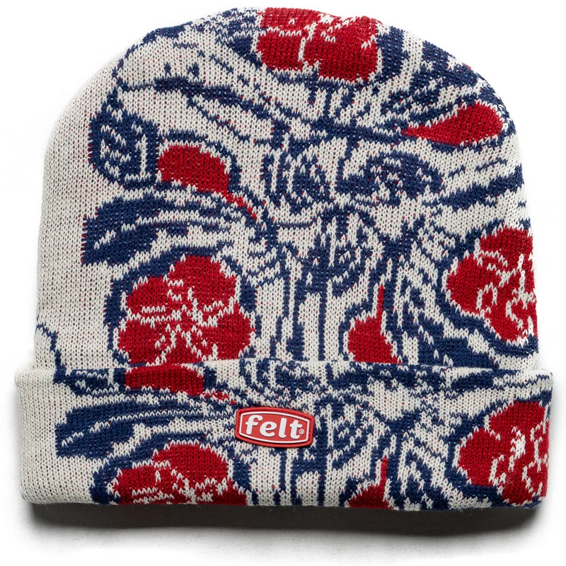 Canvas trucker cap for tough outdoor wear -Felt Flower Cycle Beanie - Natural