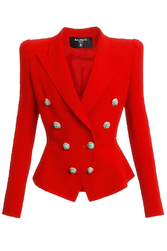 Embroidered Jackets for Detail -8 Button Jacket - Rouge