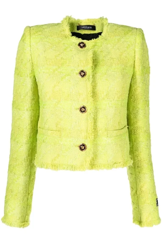 Appliquéd Jackets for Creativity -Cropped Tweed Jacket