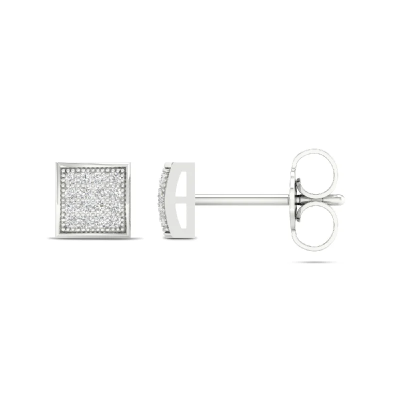 Hoop earrings with floral motifs for a feminine and nature-inspired look-10K 0.10CT Diamond Earring