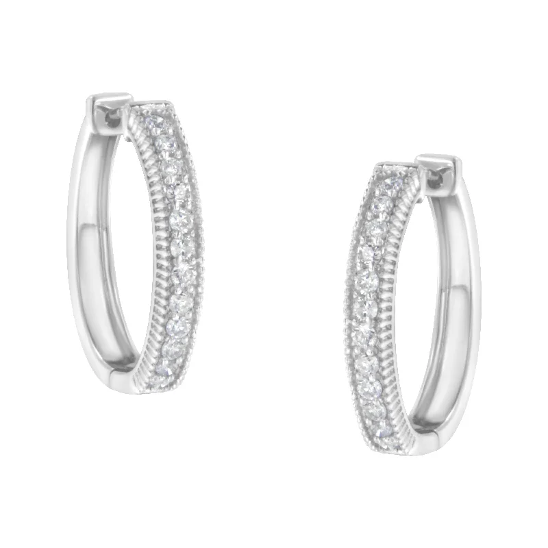 Hoop earrings with a matte black finish for a sleek, edgy vibe-10KT White Gold Diamond Hoop Earring