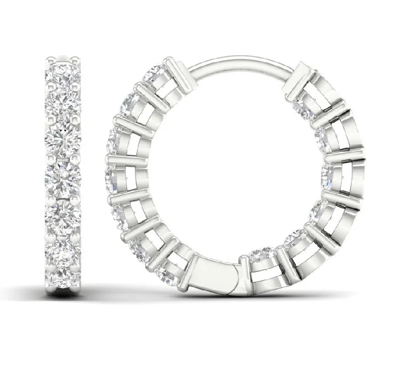 Best hoop earrings with angel wing accents for a spiritual and meaningful design-14K 1.00CT Lab Diamond Hoops