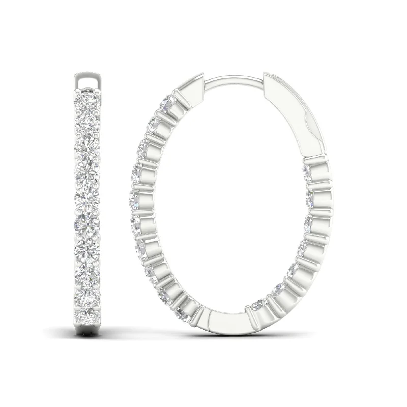 Best hoop earrings with baroque pearls for a luxurious and elegant vibe-14K 2.00CT Lab Diamond Hoop Earring