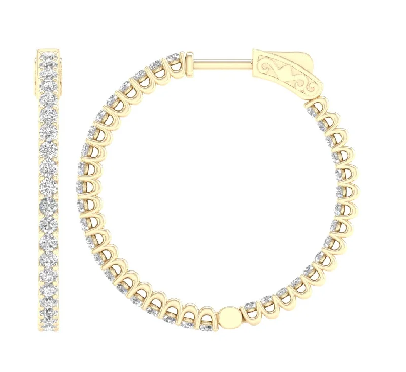 Best hoop earrings with hammered gold for a rustic yet elegant look-14K 2.00CT Lab Diamond Hoops