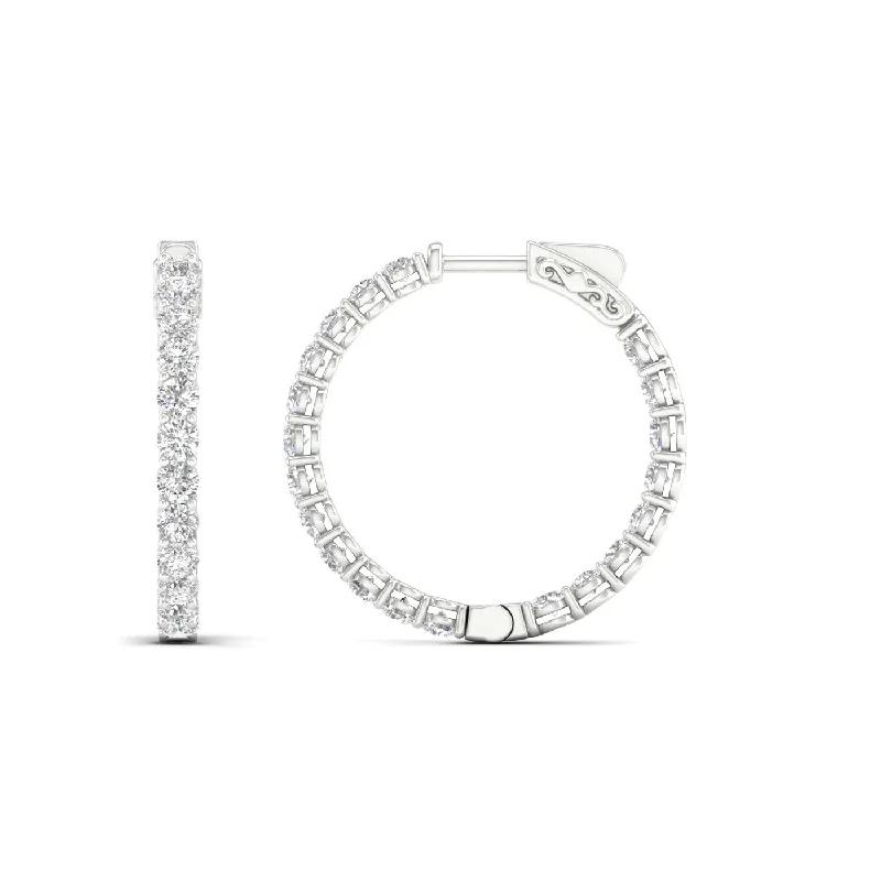 Hoop earrings with stacked layers for a bold and textured design-14K 4.00CT Lab Diamond Hoop Earring