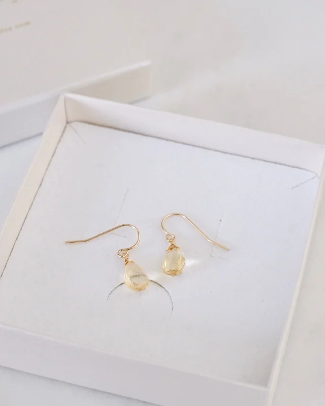 Hoop earrings with open designs for a modern, lighthearted vibe-Citrine Simple Earrings