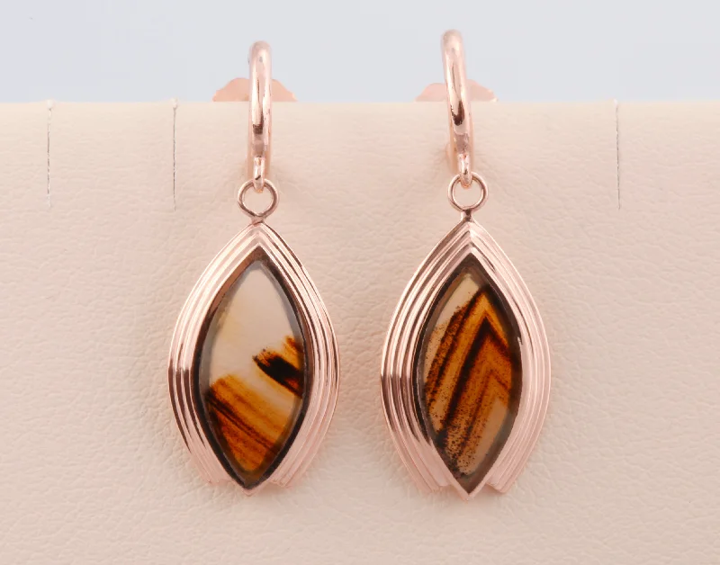 Best hoop earrings with crescent-shaped designs for a bold, moon-inspired style-14k Rose Gold Montana Agate Earrings