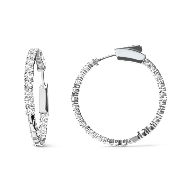 Best hoop earrings with textured silver for a rustic and organic finish-14K White Gold 1.0 Carat Inside Out Lab-grown diamond Fashion Hoop Earrings