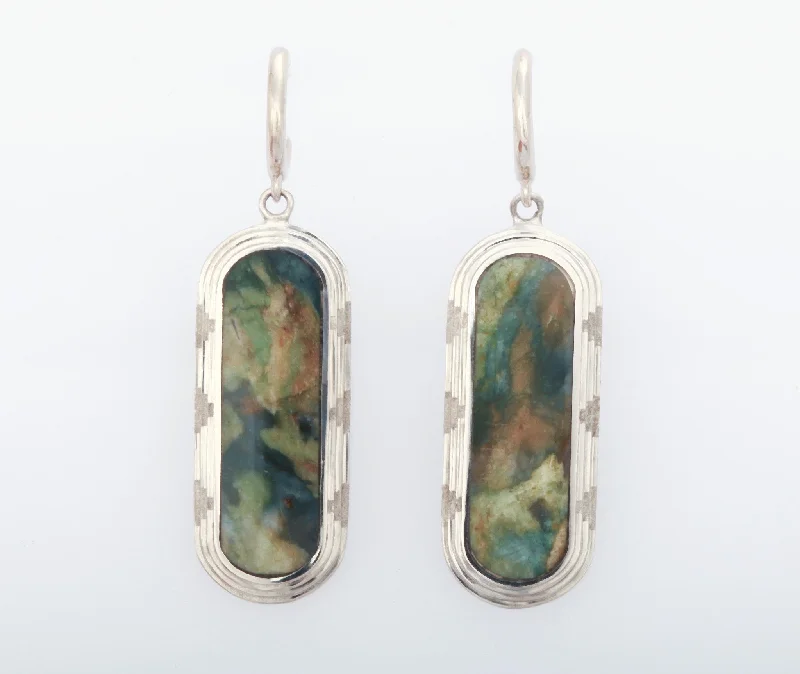 Hoop earrings with oversized designs for a bold, fashion-forward statement-14k White Gold Gary Green Jasper Earrings