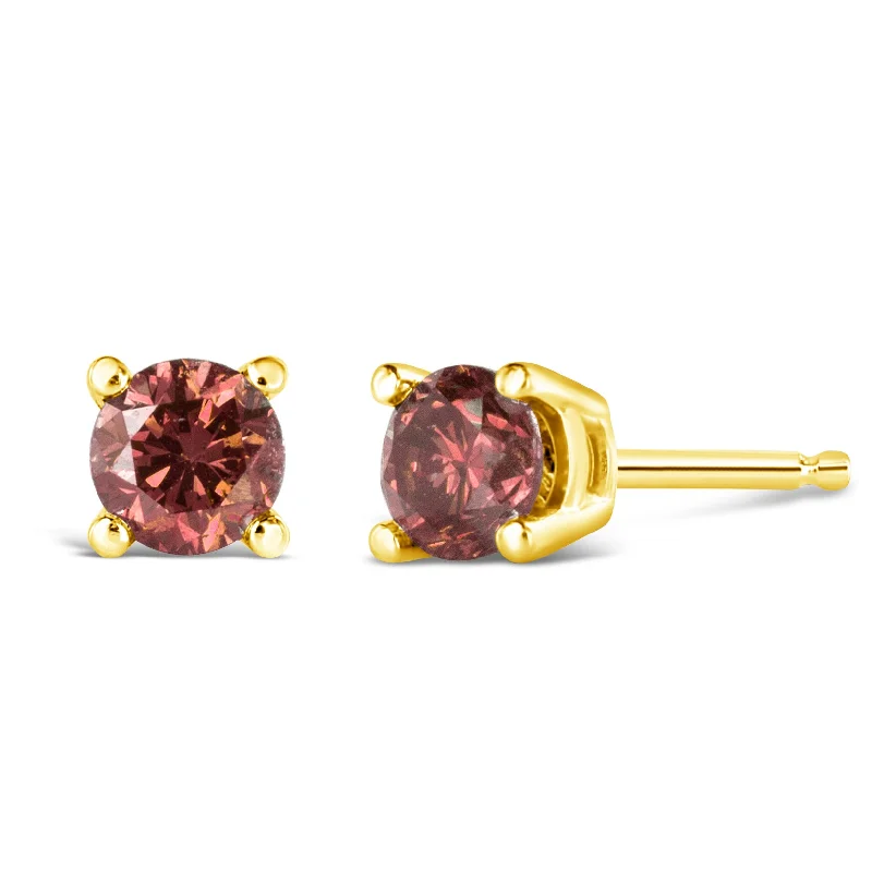 Hoop earrings with circle designs for a classic and timeless shape-14K Yellow Gold 1/2 Cttw Round Brilliant Cut Lab Grown Pink Diamond 4-Prong Classic Solitaire Earrings