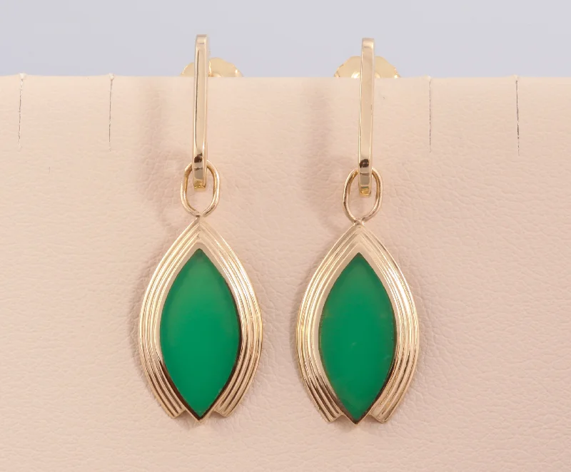 Hoop earrings with rhinestone-studded rims for a glamorous touch-14k Yellow Gold Chrysoprase Earrings