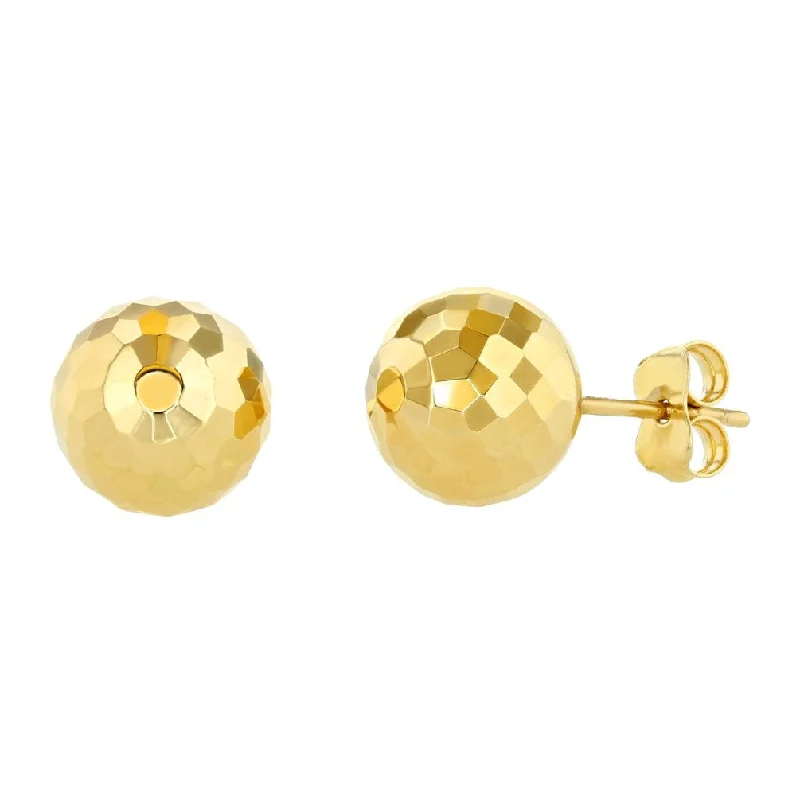 Best hoop earrings with sparkling cubic zirconia for a brilliant, budget-friendly effect-14k Yellow Gold Hammered Ball Earrings Sphere Studs, 9.2mm