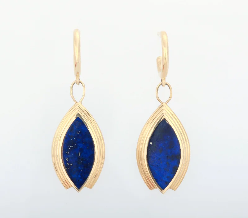 Small hoop earrings for a delicate and understated everyday wear-14k Yellow Gold Lapis Helios Earrings