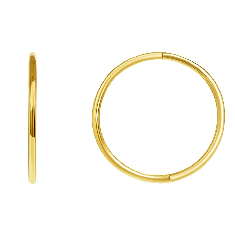 Best hoop earrings with hammered gold for a rustic yet elegant look-14k Yellow Gold or White Gold Dainty Endless Huggie Hoops Sleeper Earrings - 5 Sizes