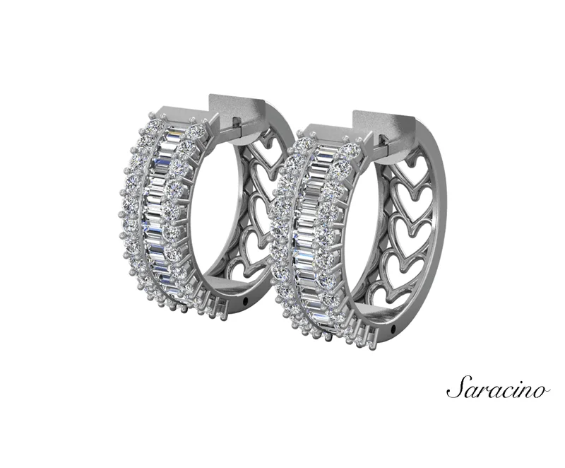 Best hoop earrings with infinity designs for a timeless and meaningful symbol-3 Row Round and Baguette Diamond Huggie Earring