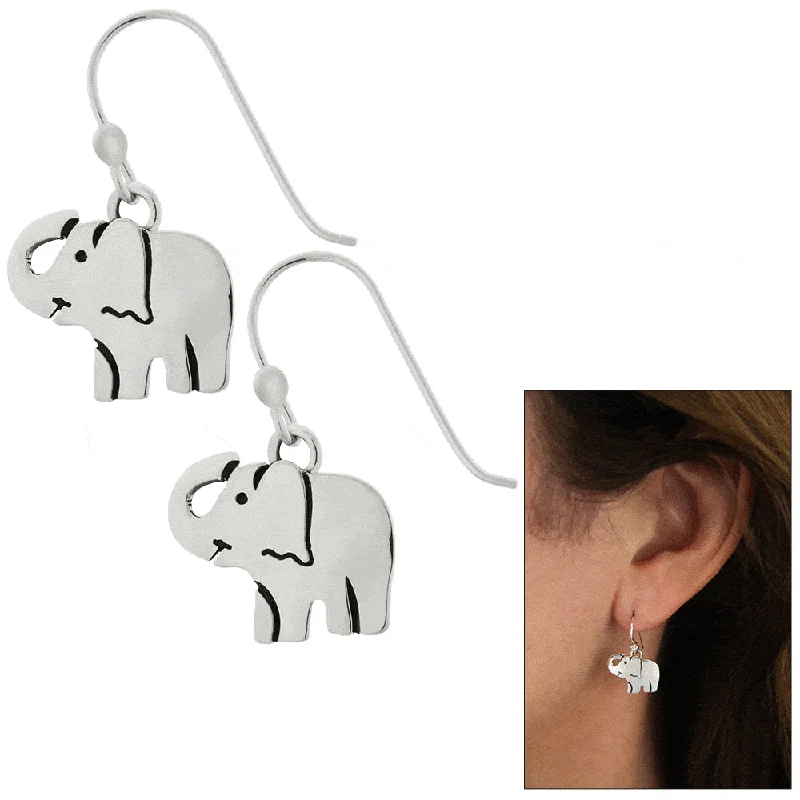 Best hoop earrings with geometric hexagon shapes for a modern, angular look-Sterling Sweet Elephant Earrings