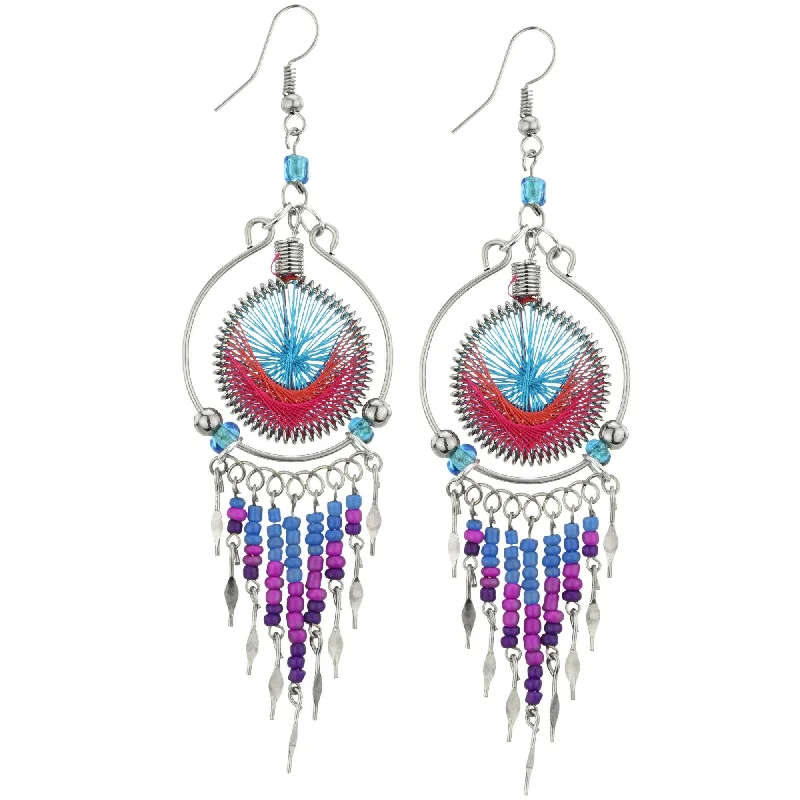 Best hoop earrings with stacked layers for a dimensional and bold look-Peruvian Thread Chandelier Earrings