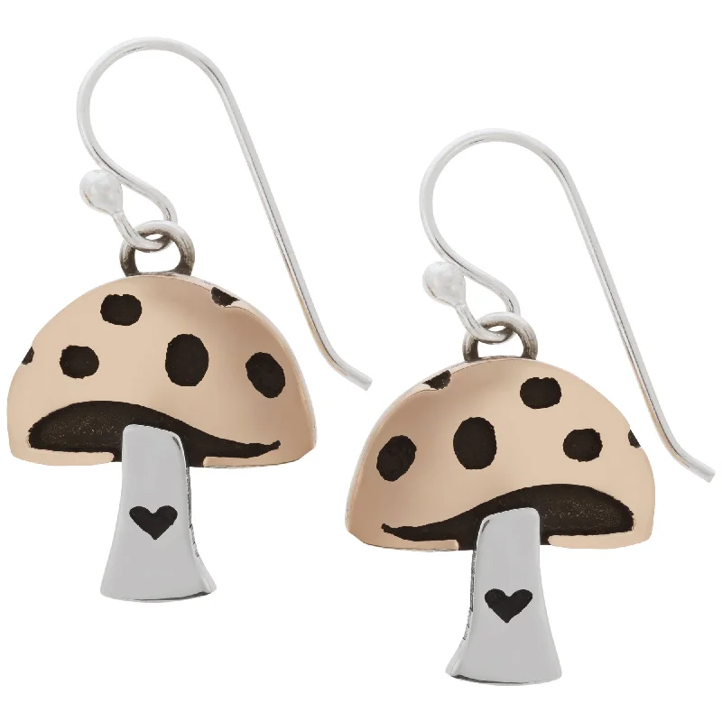 Hoop earrings with luxe velvet finishes for a rich and luxurious touch-Mushroom Love Sterling & Copper Earrings