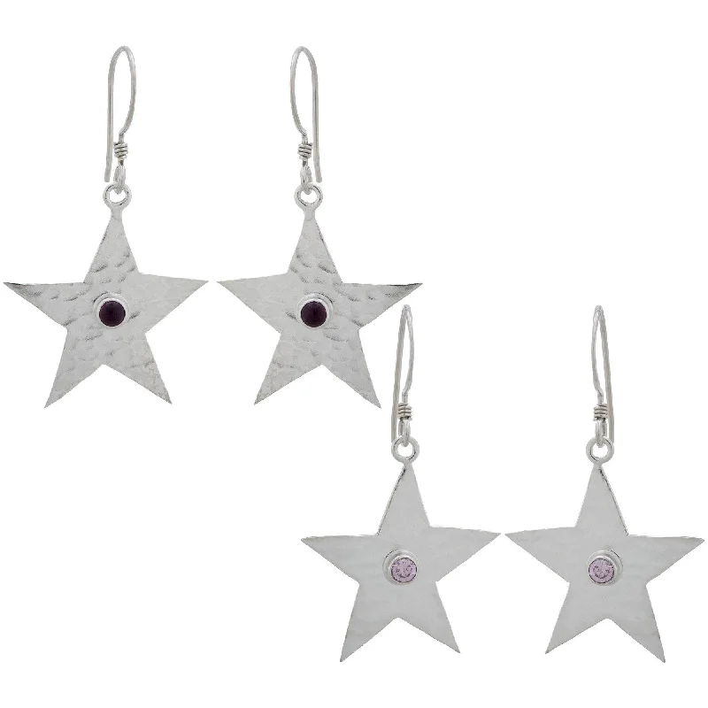 Hoop earrings with floral motifs for a feminine and nature-inspired look-Star Shine Sterling Earrings