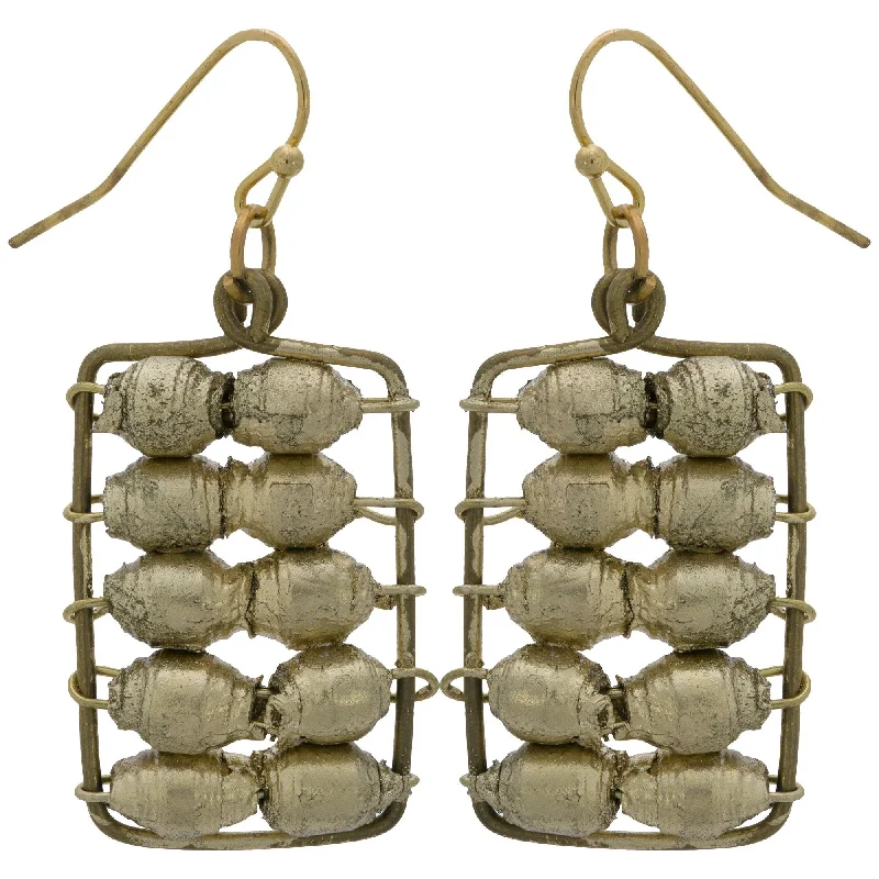 Hoop earrings with snake print designs for an edgy, wild appearance-Quazi Golden Abacus Earrings