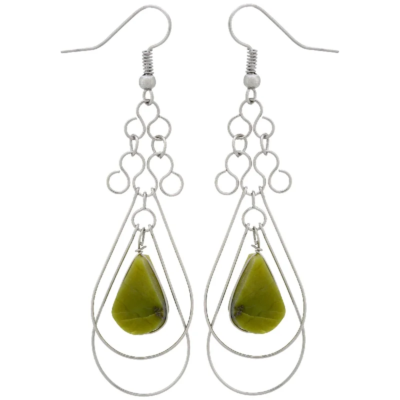 Hoop earrings with abstract shapes for an artistic and creative touch-Teardrop Loops Stone Earrings