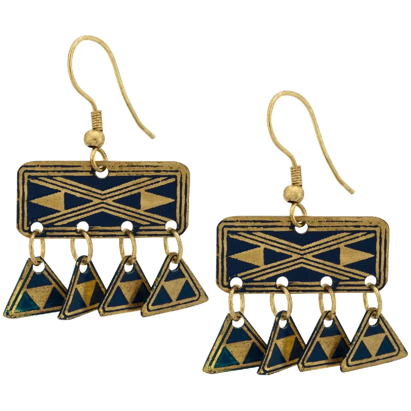 Hoop earrings with twisted leather for a chic and modern boho look-Kilim Fringe Earrings